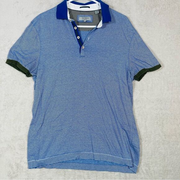 Ted Baker MMB Delpole Short Sleeve Polo Shirt Mens Size 3 Medium Blue - Picture 1 of 9